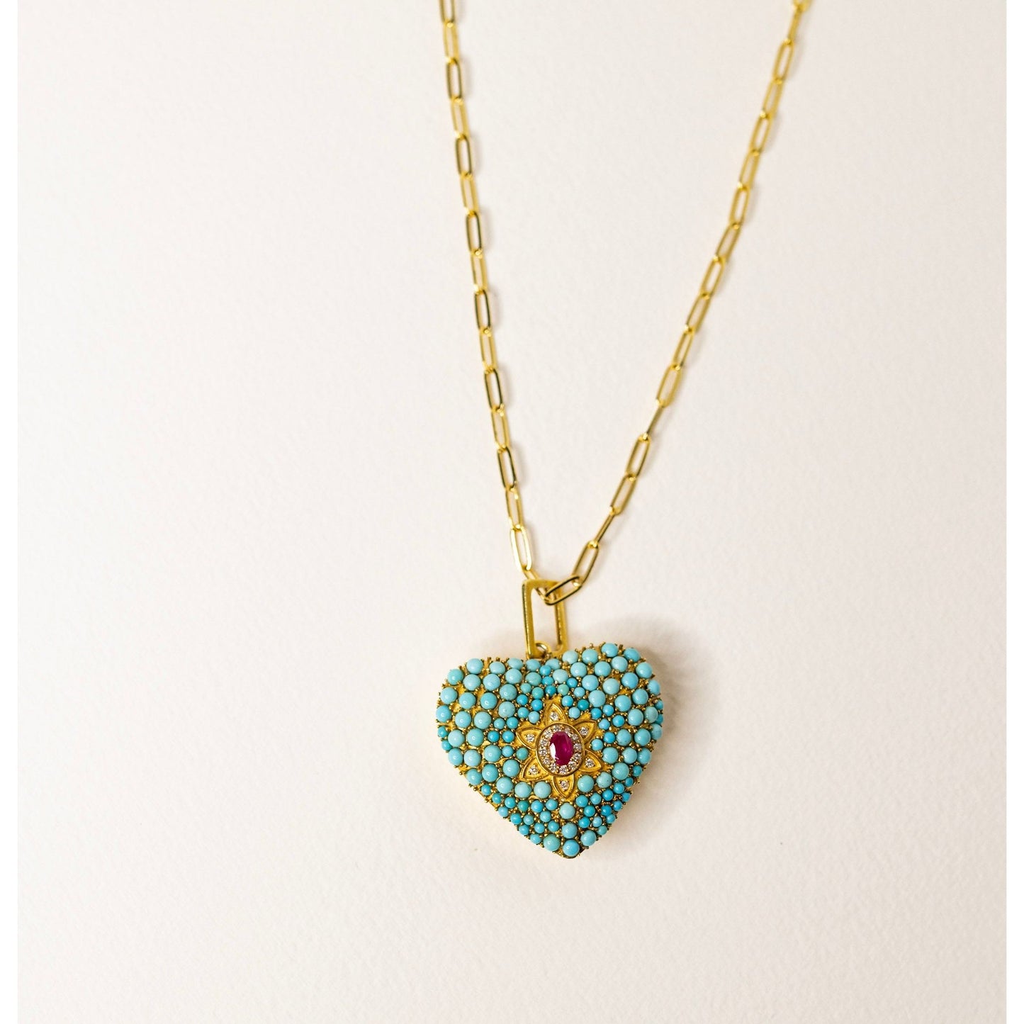 Large Turquoise Heart with Sapphire