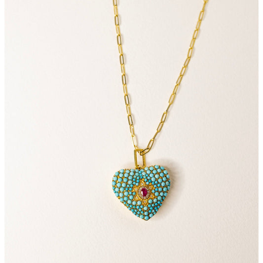 Large Turquoise Heart with Sapphire